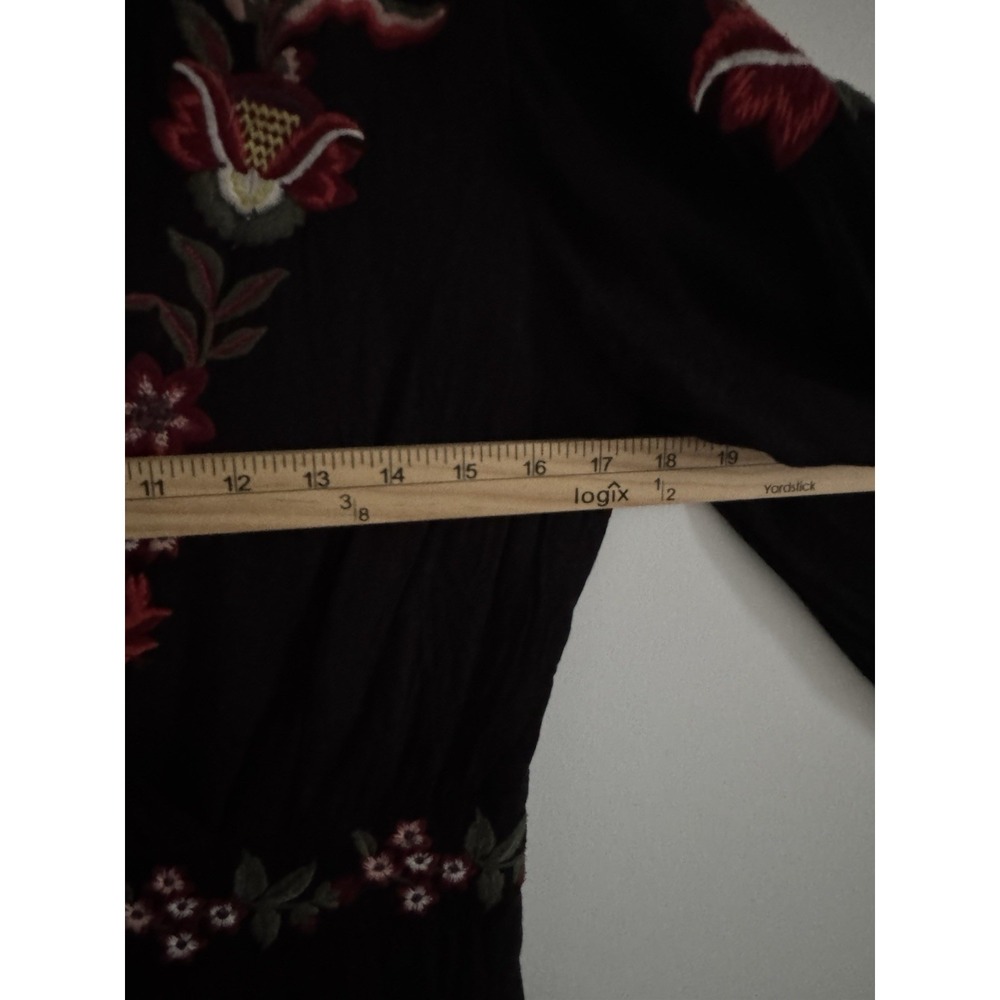 Farm Rio Anthropologie Black Embroidered Wide Leg Jumpsuit XS - Picture 6 of 8